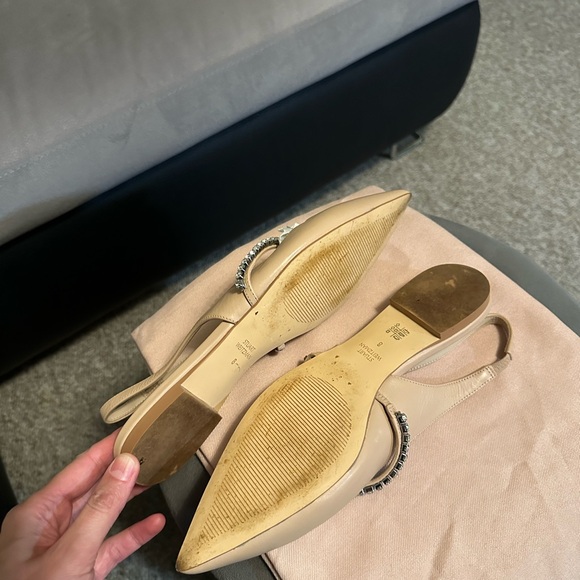 STUART WEITZMAN  Crystalline Embellished Leather Slingback Flats Size:8 - Picture 8 of 8